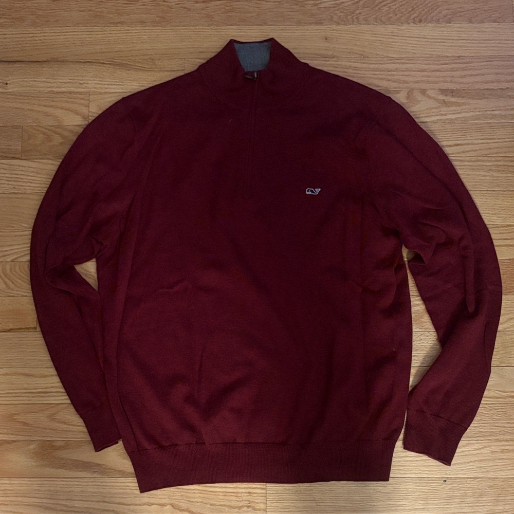 Vineyard Vines Men's Maroon Zip-Up Sweater